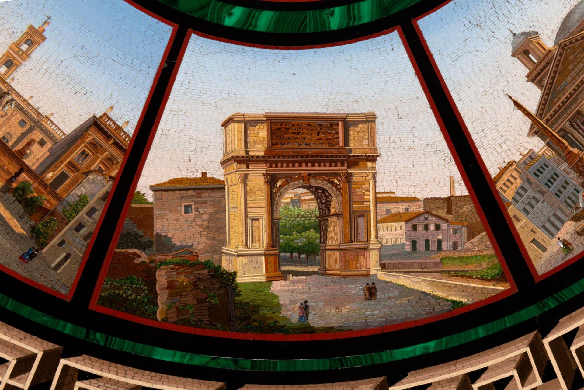 Scuola romana, metˆ del secolo XIX - Circular top in micromosaic with views of Rome - Image 7 of 10