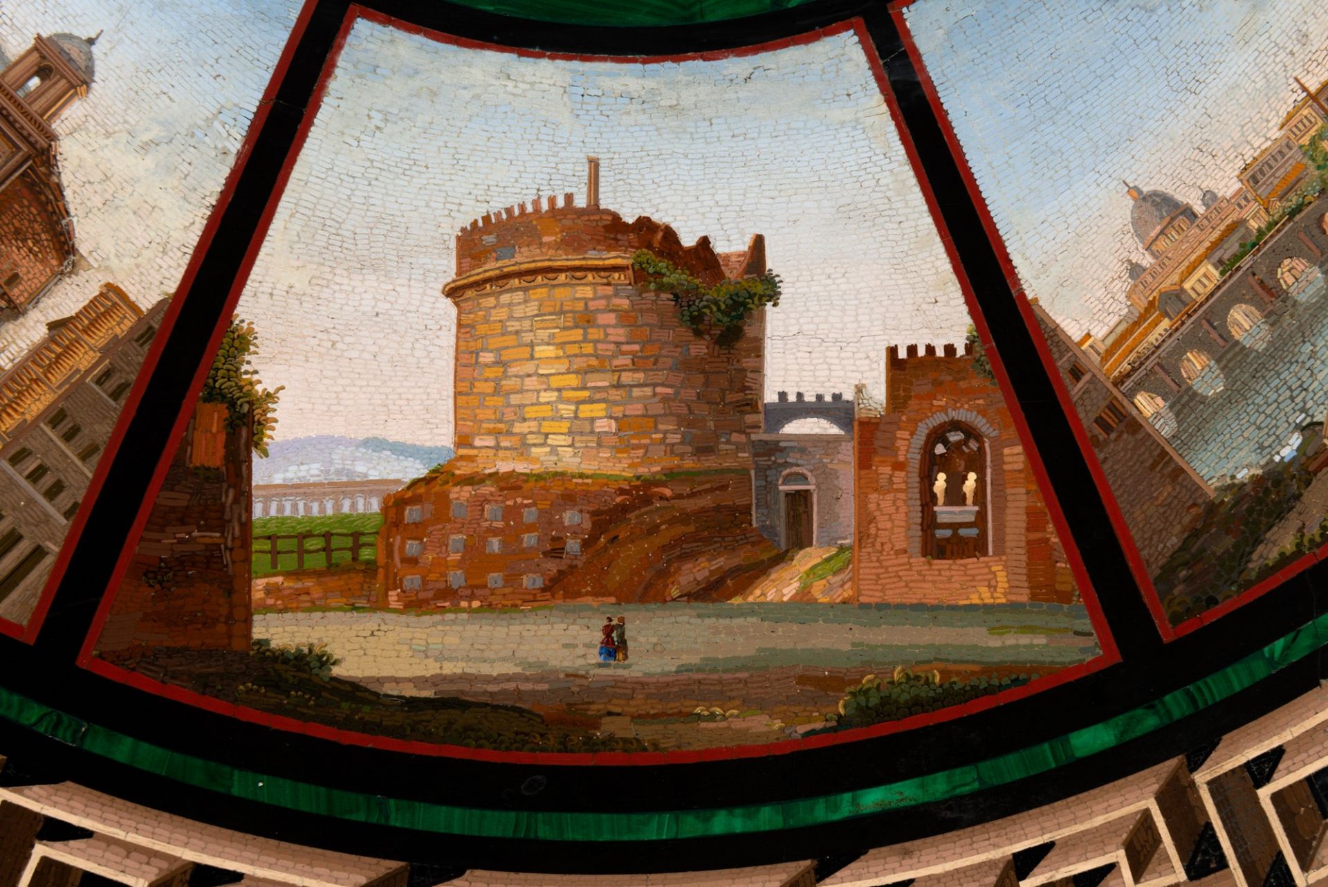Scuola romana, metˆ del secolo XIX - Circular top in micromosaic with views of Rome - Image 9 of 10