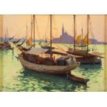 Stefano Novo (Cavarzere 1862-1947) - Boats in the lagoon