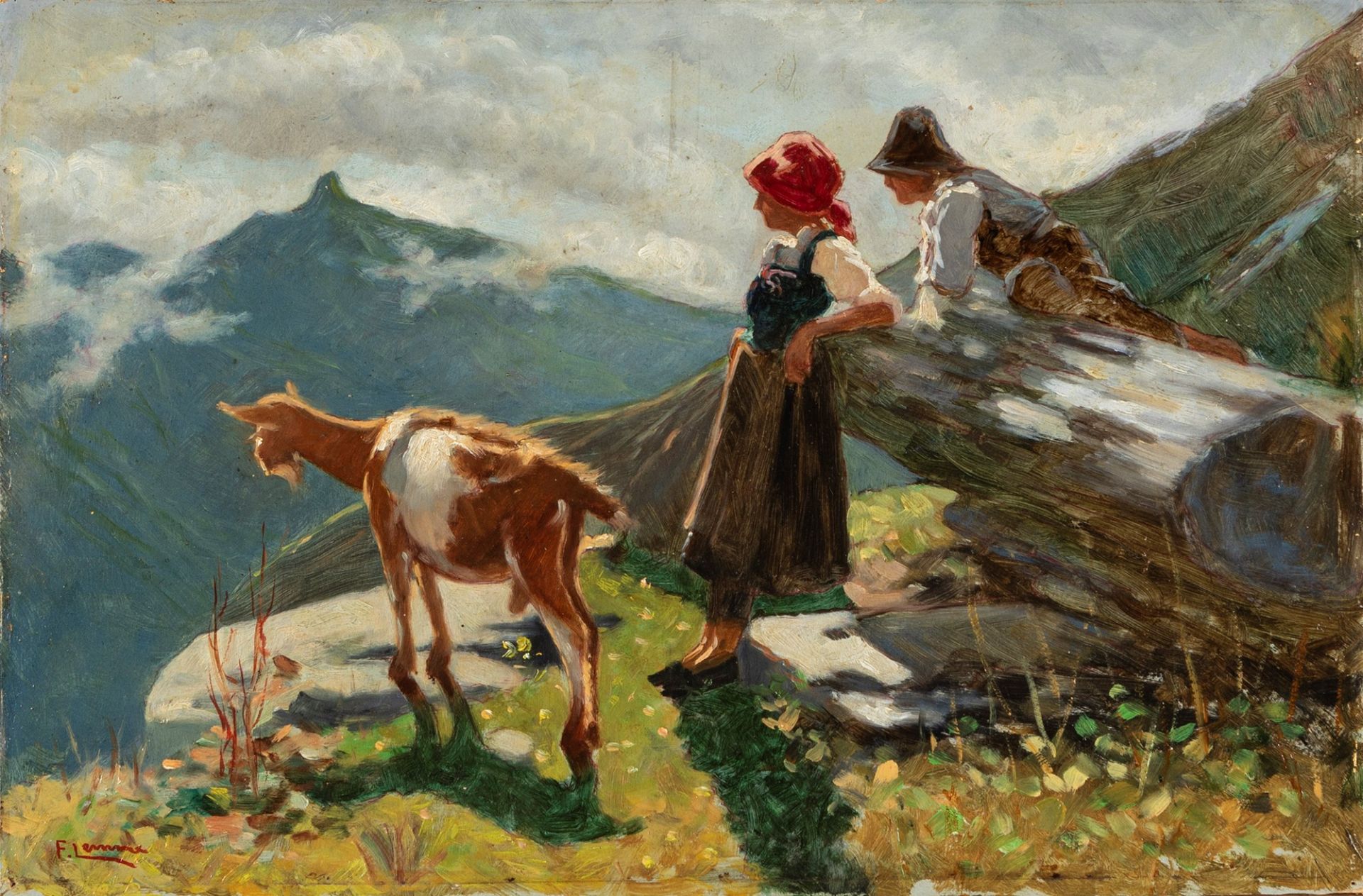 Fausto Lemmi (Torino 1897-Torino 1972) - Idyll of the shepherds
