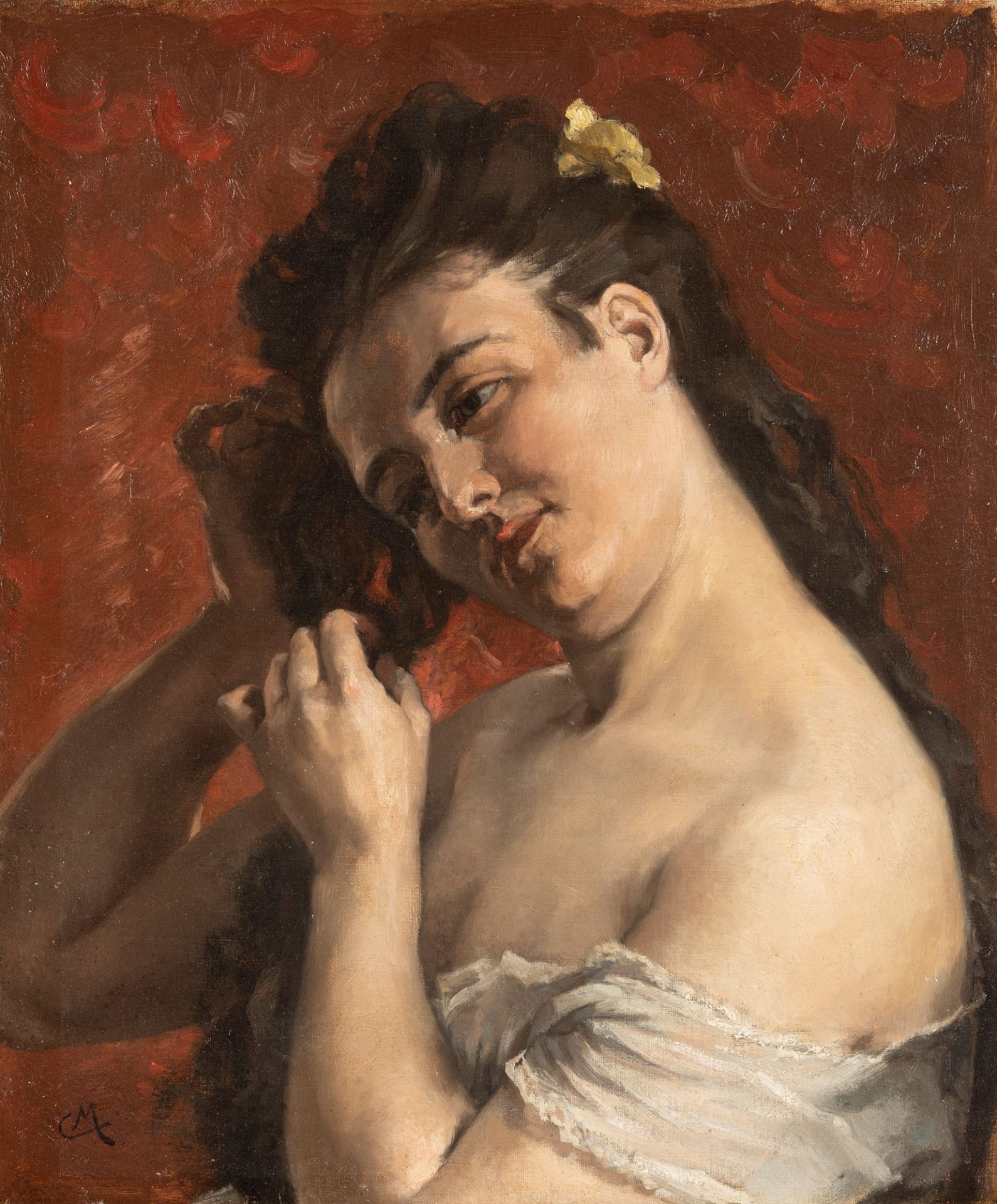 Attribuito a Cesare Maccari (Siena 1840 - Roma 1919) - At the mirror