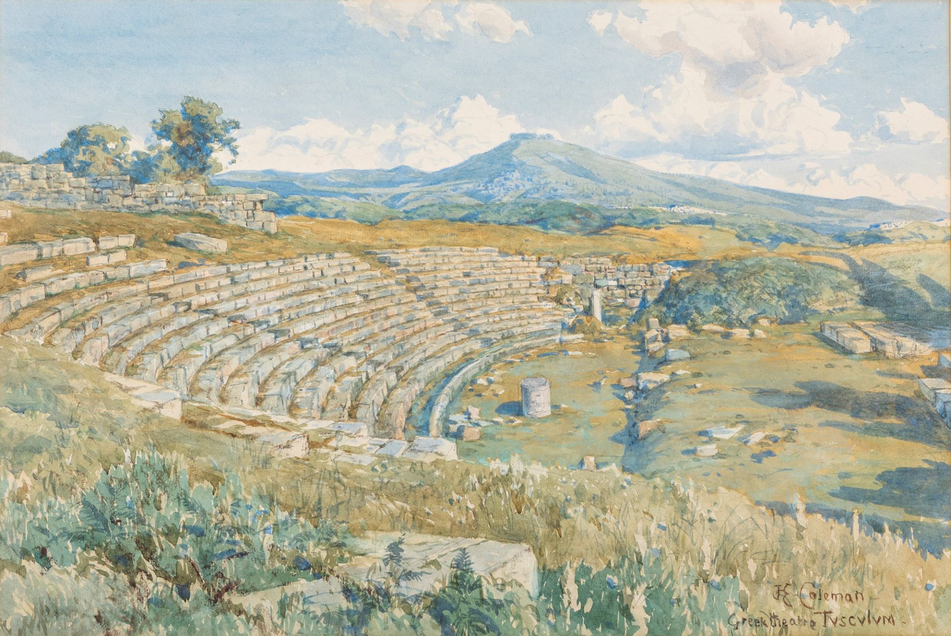 Enrico Coleman (Roma 1846-1911) - View of the Roman theater of Tusculum