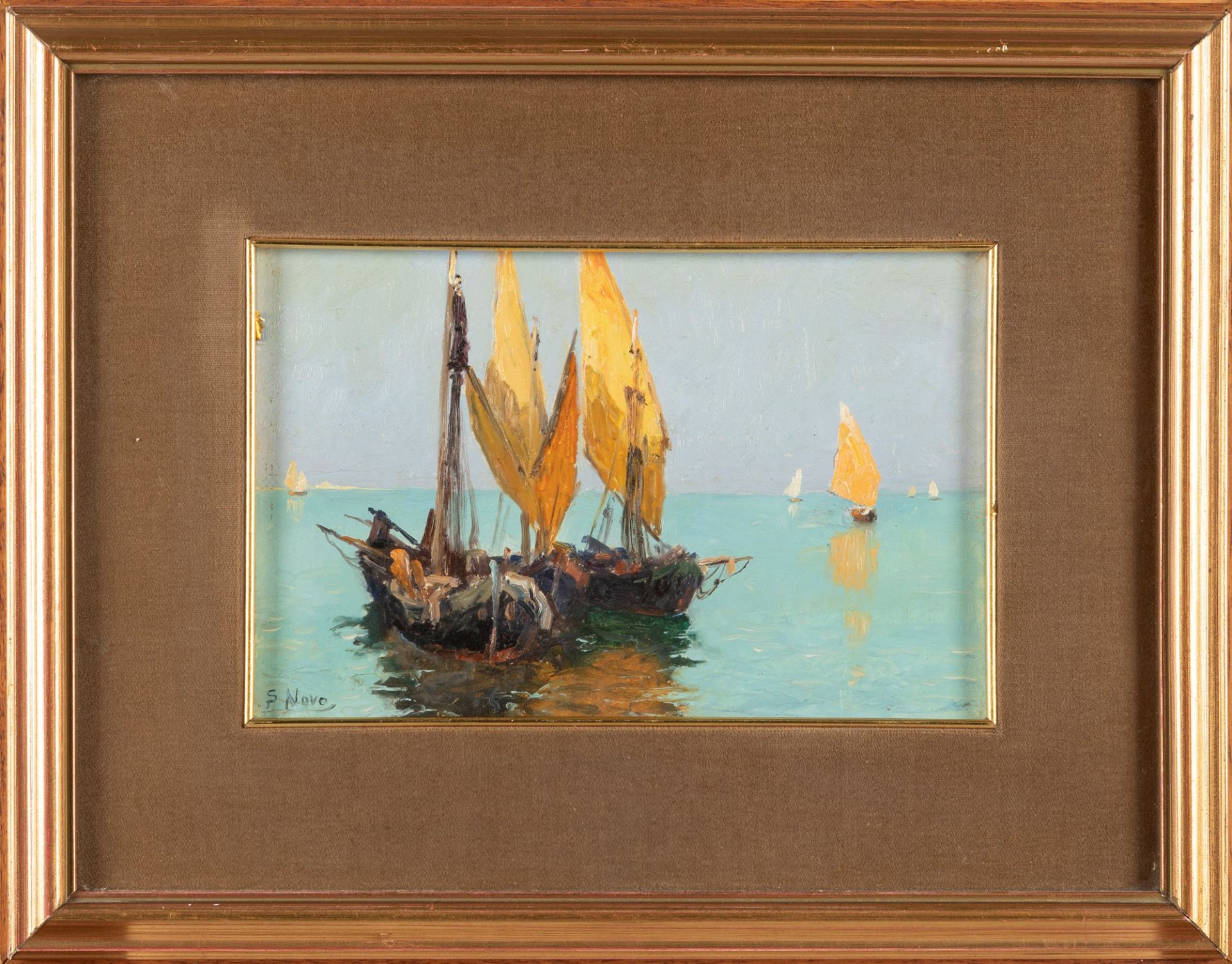 Stefano Novo (Cavarzere 1862-1947) - Boats in the lagoon - Bild 2 aus 3