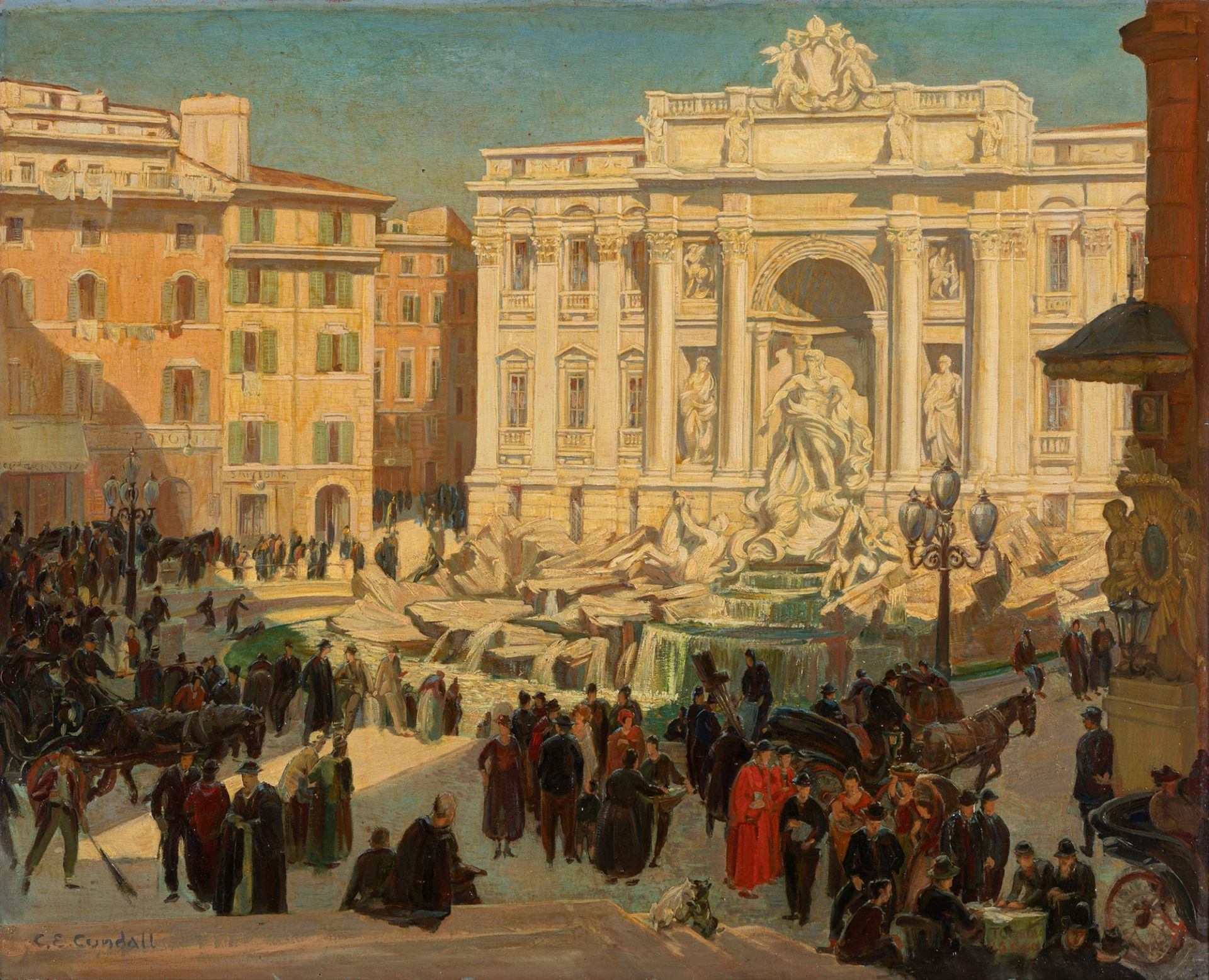 Charles Ernest Cundall (Stretford 1890-Chelsea 1971) - Rome, the Trevi Fountain