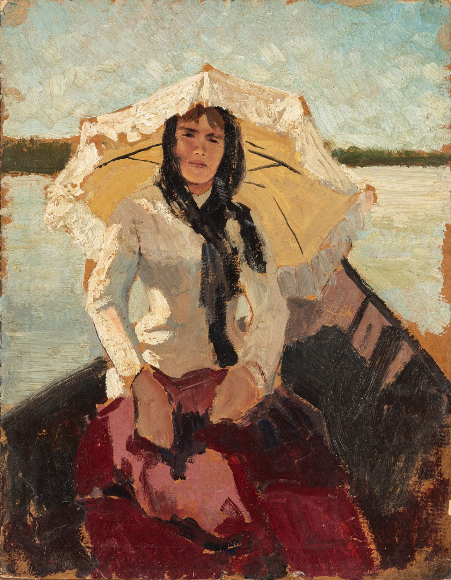 Eugenio Cecconi (Livorno 1842-Firenze 1903) - The white umbrella