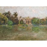 Giuseppe Lallich (Spalato 1867-Roma 1953) - Rome, the small lake of Villa Borghese