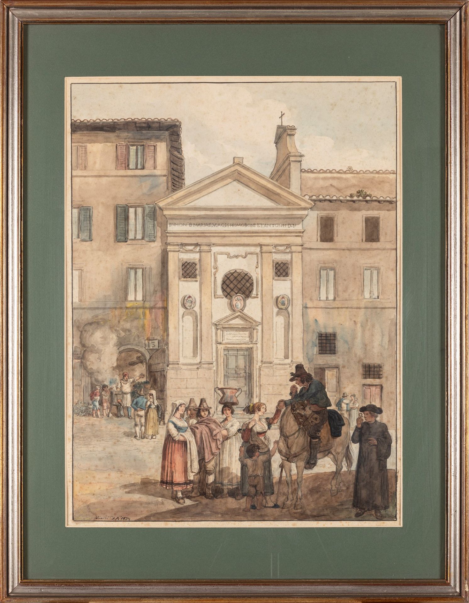 Bartolomeo Pinelli (Roma 1781-1835) - Rome, life in front of the church of S. Omobono, 1834 - Bild 2 aus 2