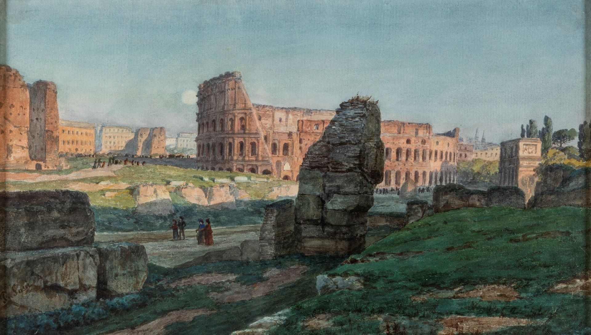Pietro Sassi (Alessandria 1834-Roma 1905) - Rome, stroll near the Colosseum