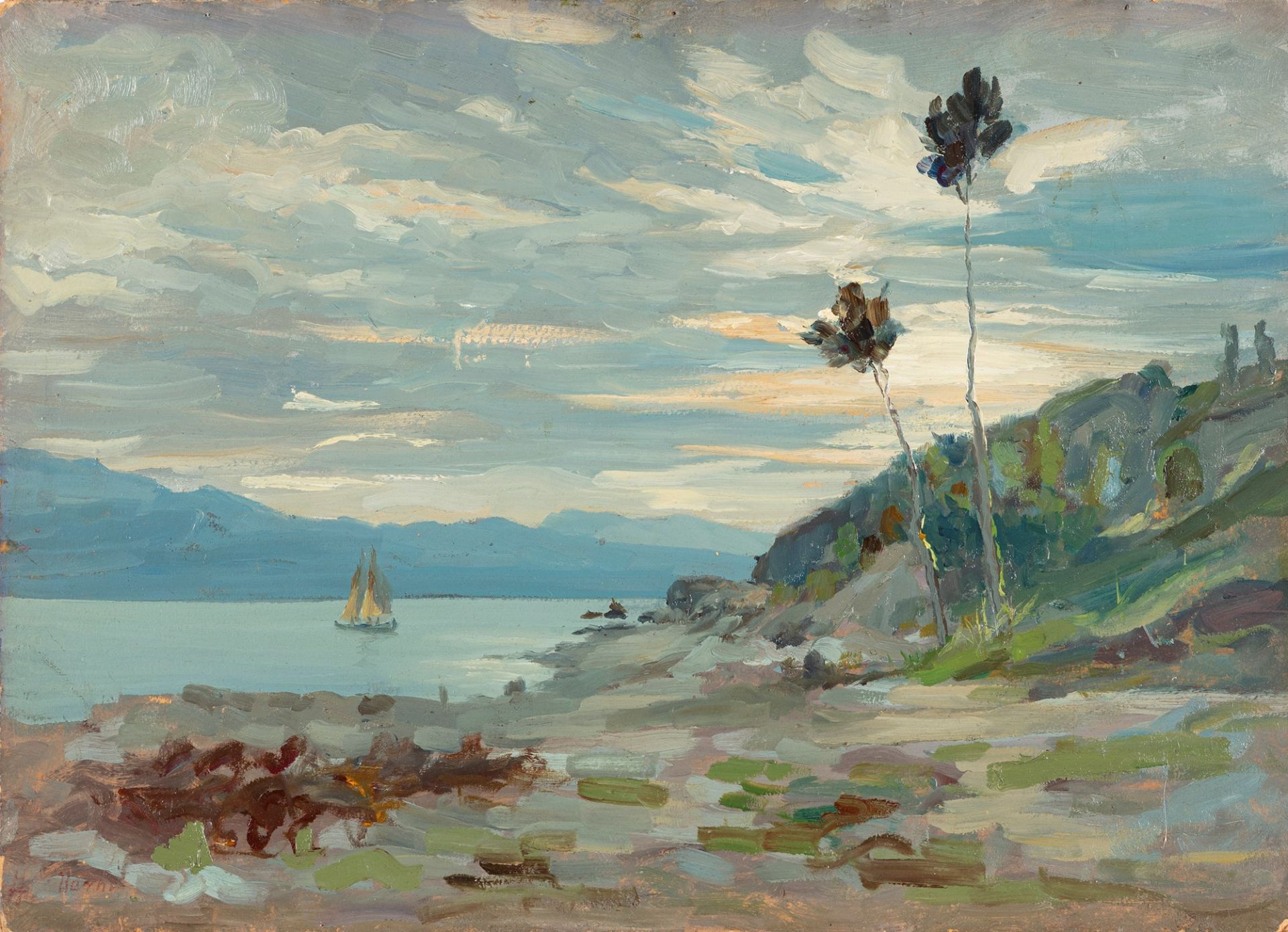 Arturo Verni (Brescia 1891-1960) - View of Lake Garda