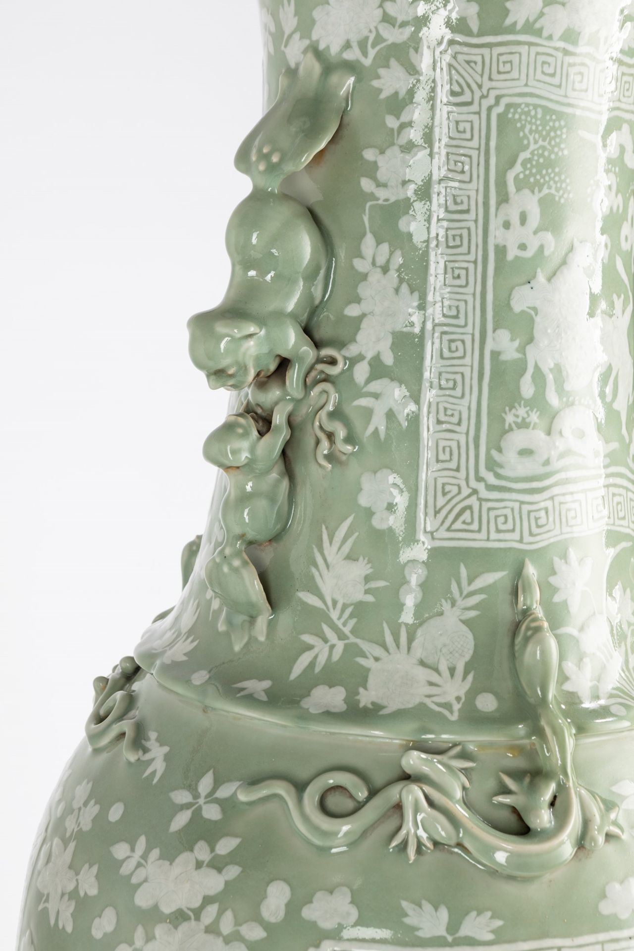 A pair of very large celadon vases. China, 19th century - Image 4 of 5