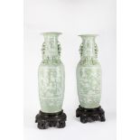 A pair of very large celadon vases. China, 19th century