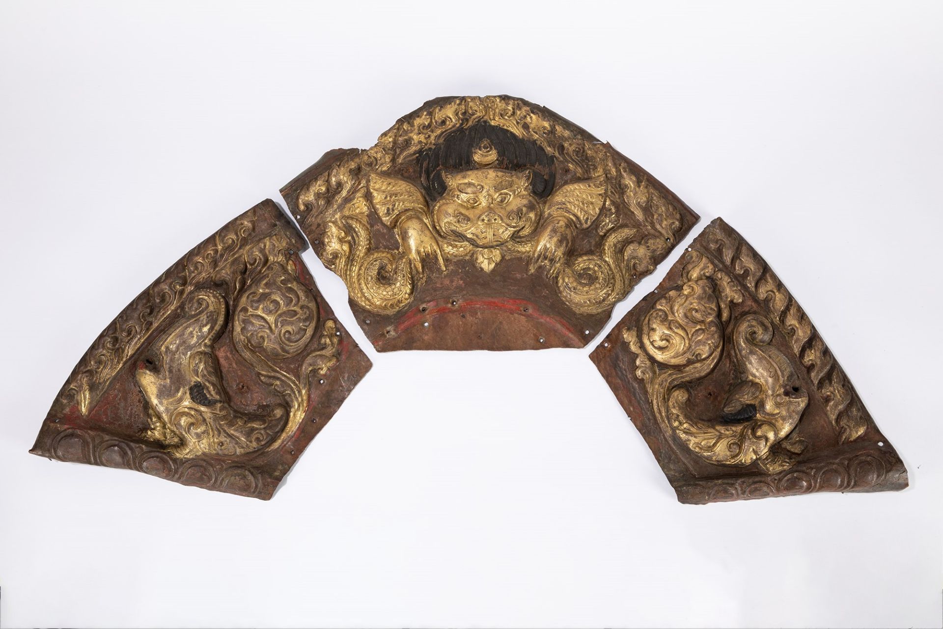 A gilt copper repoussŽ Torana. Tibet early 19th century - Image 2 of 2