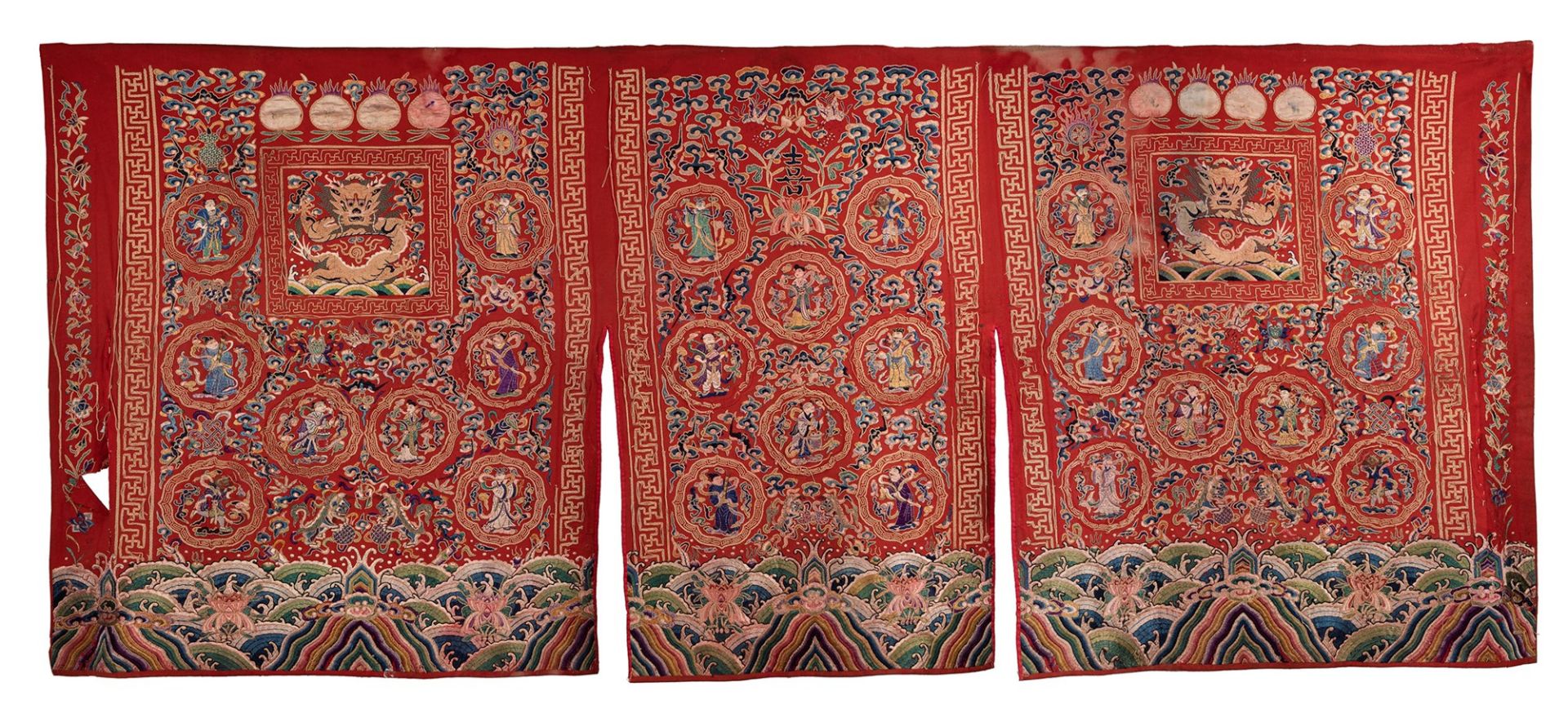 A large embroidered panel. China, early 20th century