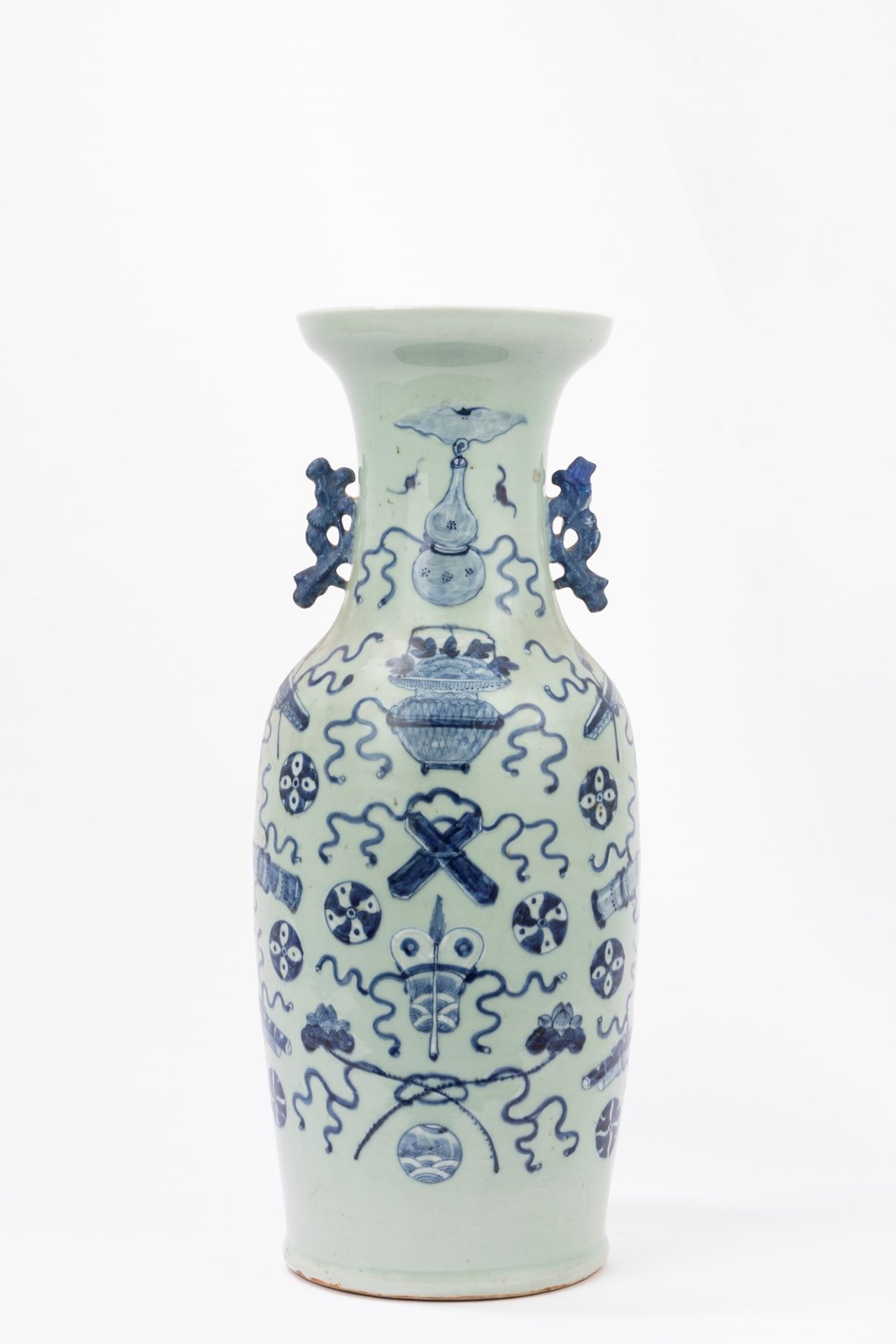 A celadon ground baluster vase. China, late Qing dynasty