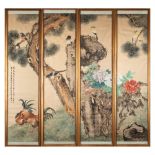 Attributed to Wu Shougu (China 1912-2008), four paintings on silk