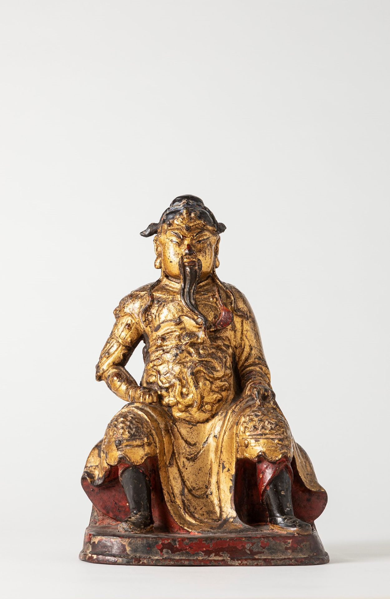 A gilt-lacquered bronze Guandi. China, Ming dynasty, 17th century