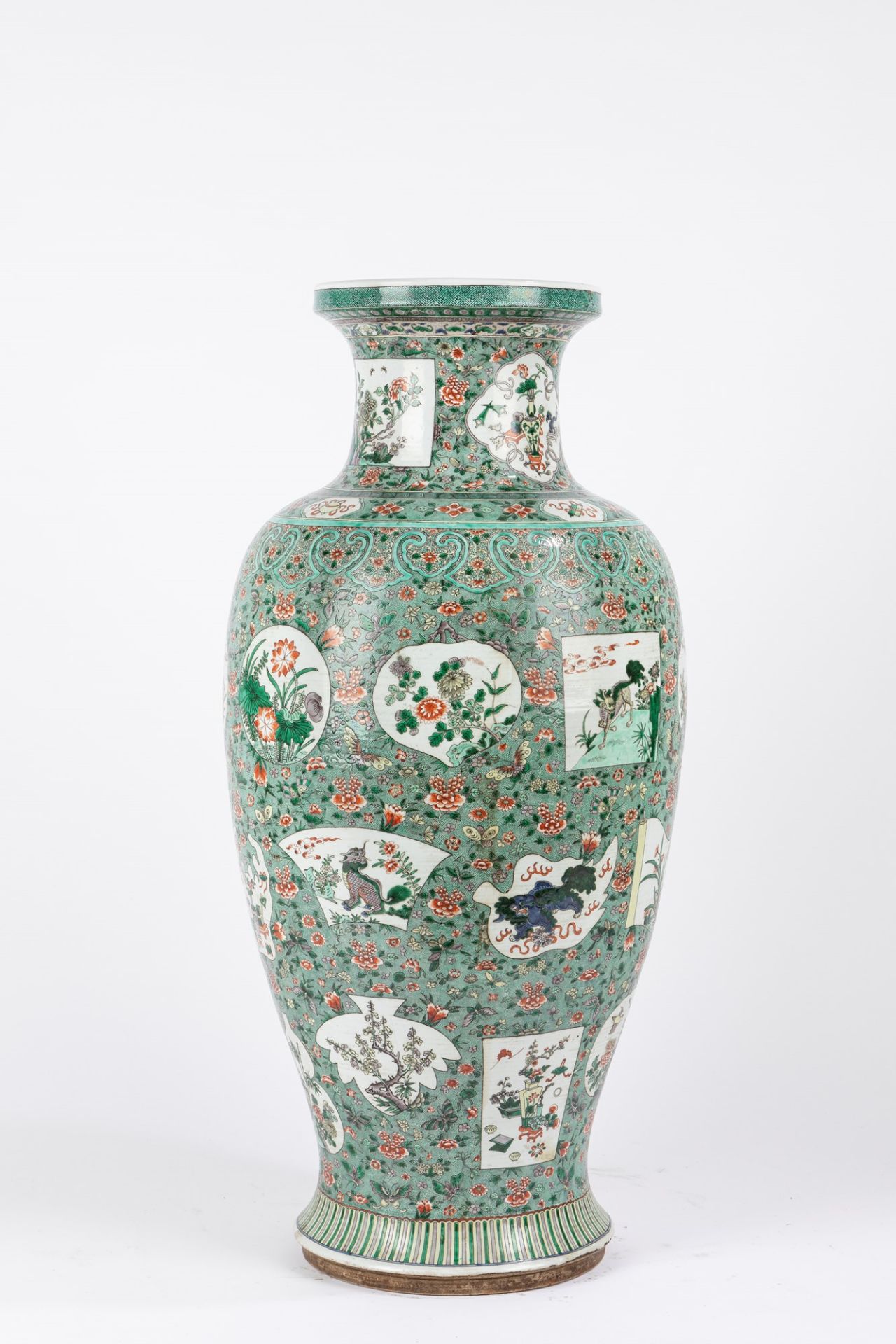 A large Famille Verte baluster vase. China, 19th century (defects) - Image 2 of 3