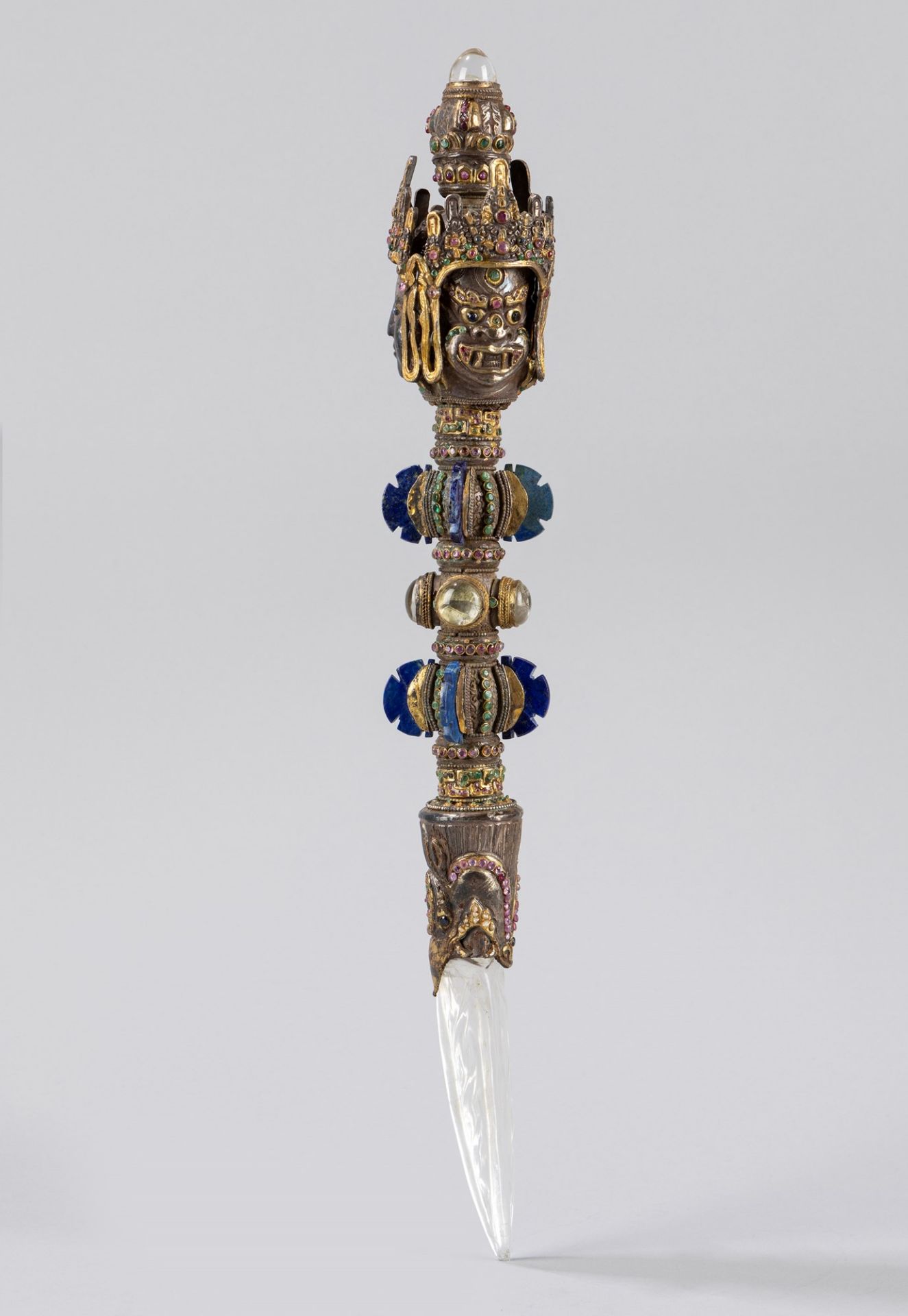 A silver and gilt metal Phurba. Tibet, 19th century