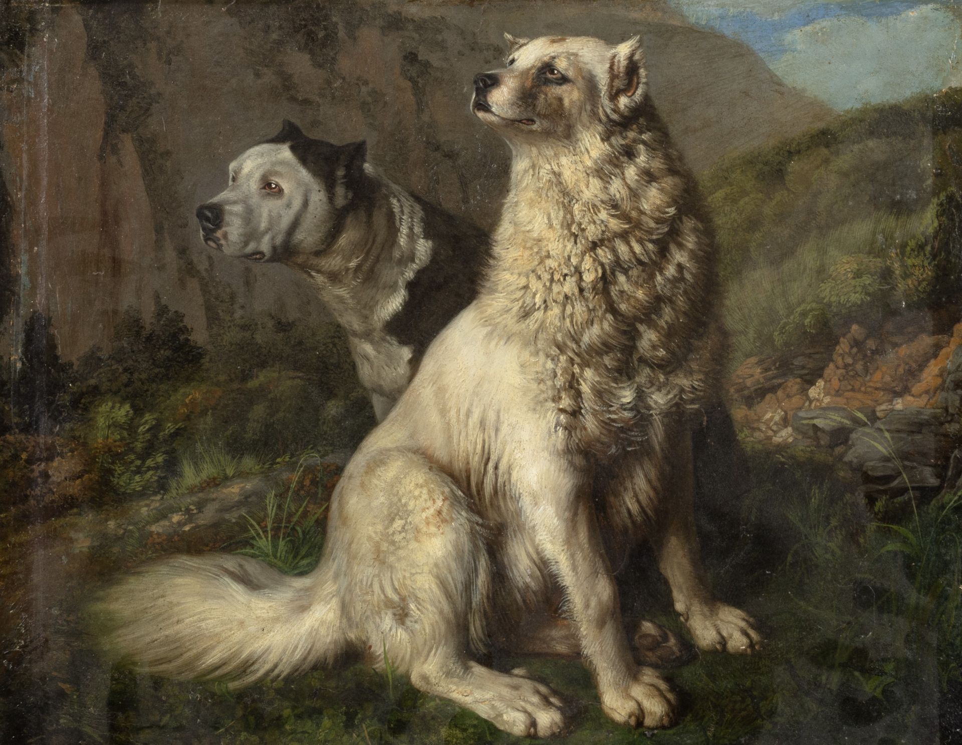 Scuola Napoletana, inizi del XIX - Due paesaggi con cani a riposo - Bild 2 aus 5