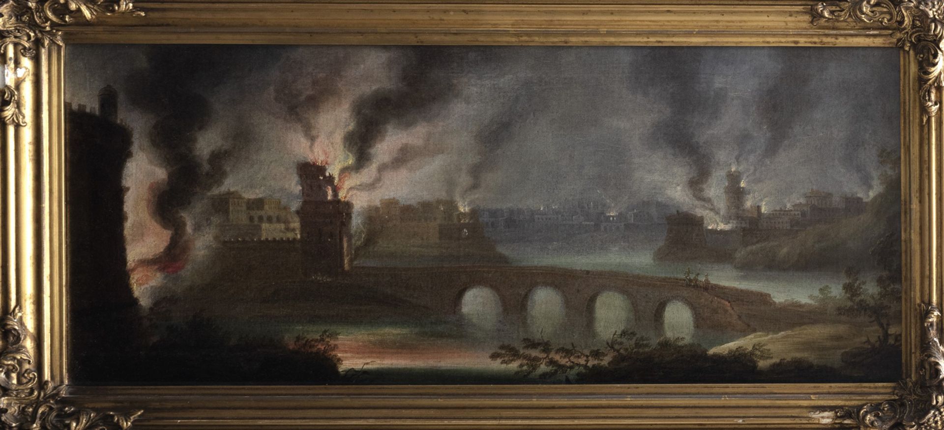 Orazio Grevembroek (attivo a Napoli circa 1670 - 1730) - Winter landscape with bridges and wayfarers - Image 2 of 8