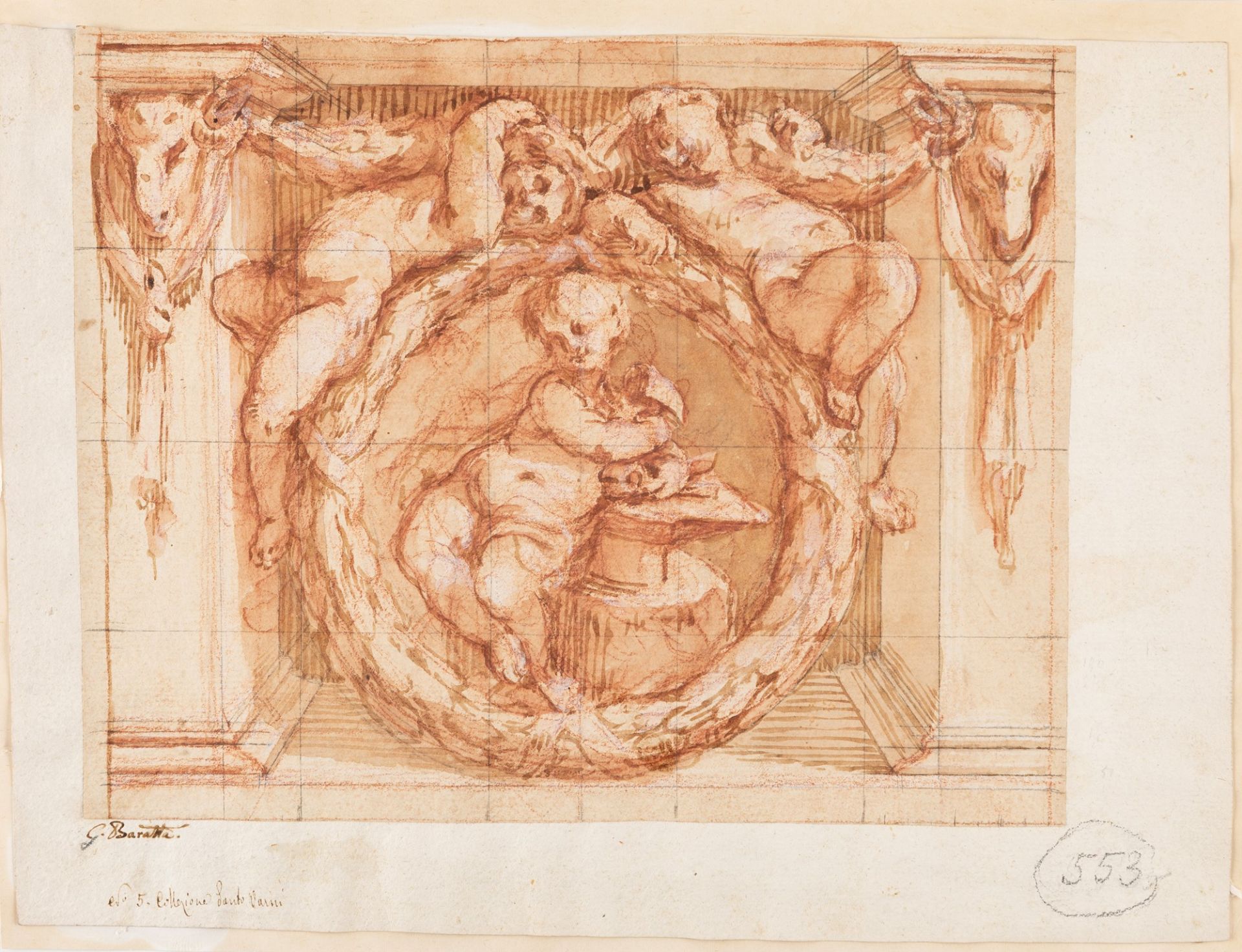 Scuola genovese, seconda metˆ del secolo XVII - Architectural study with putti