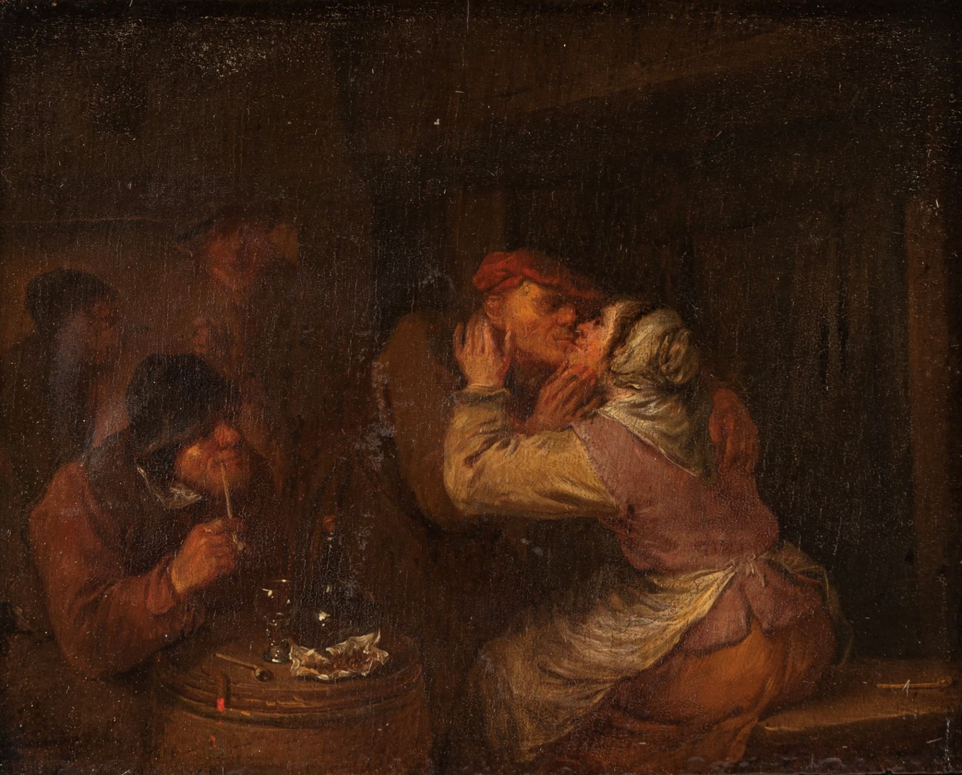 Maniera di Adriaen Brouwer - Tavern interior with lovers - Image 2 of 3