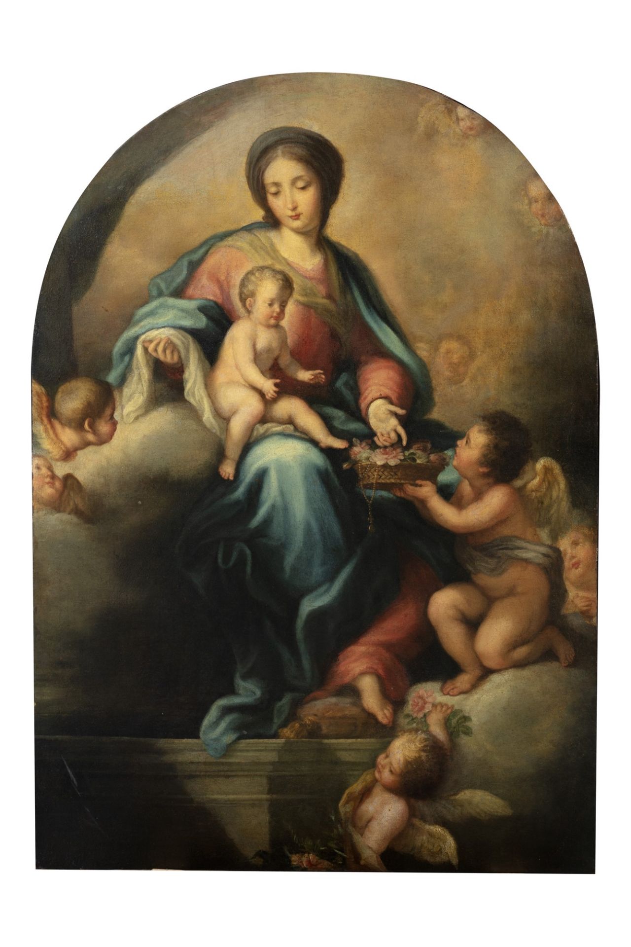 Scuola romana, secolo XVIII - Madonna in Glory with Child and Angels