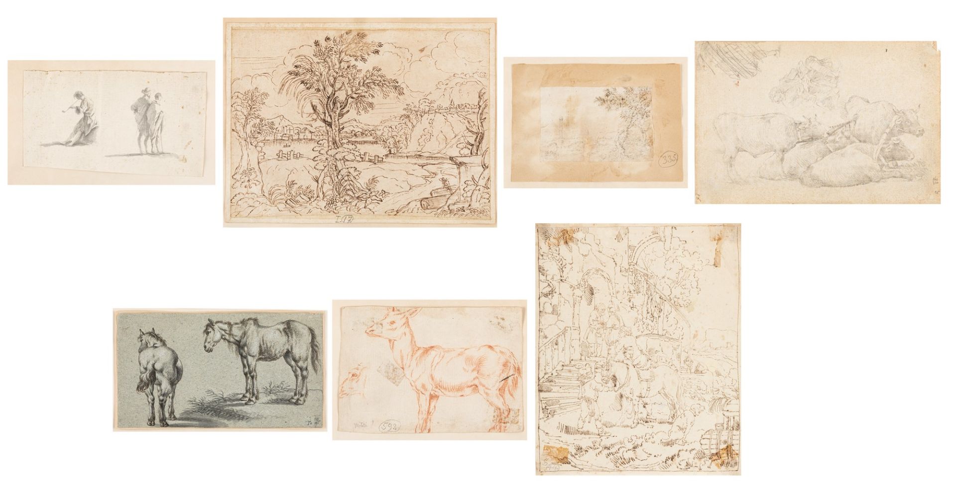 Lot consisting of seven drawings, 17th - 18th centuries