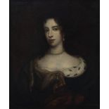 Seguace di Peter Lely - Half-length portrait of a young lady with a set of pearls