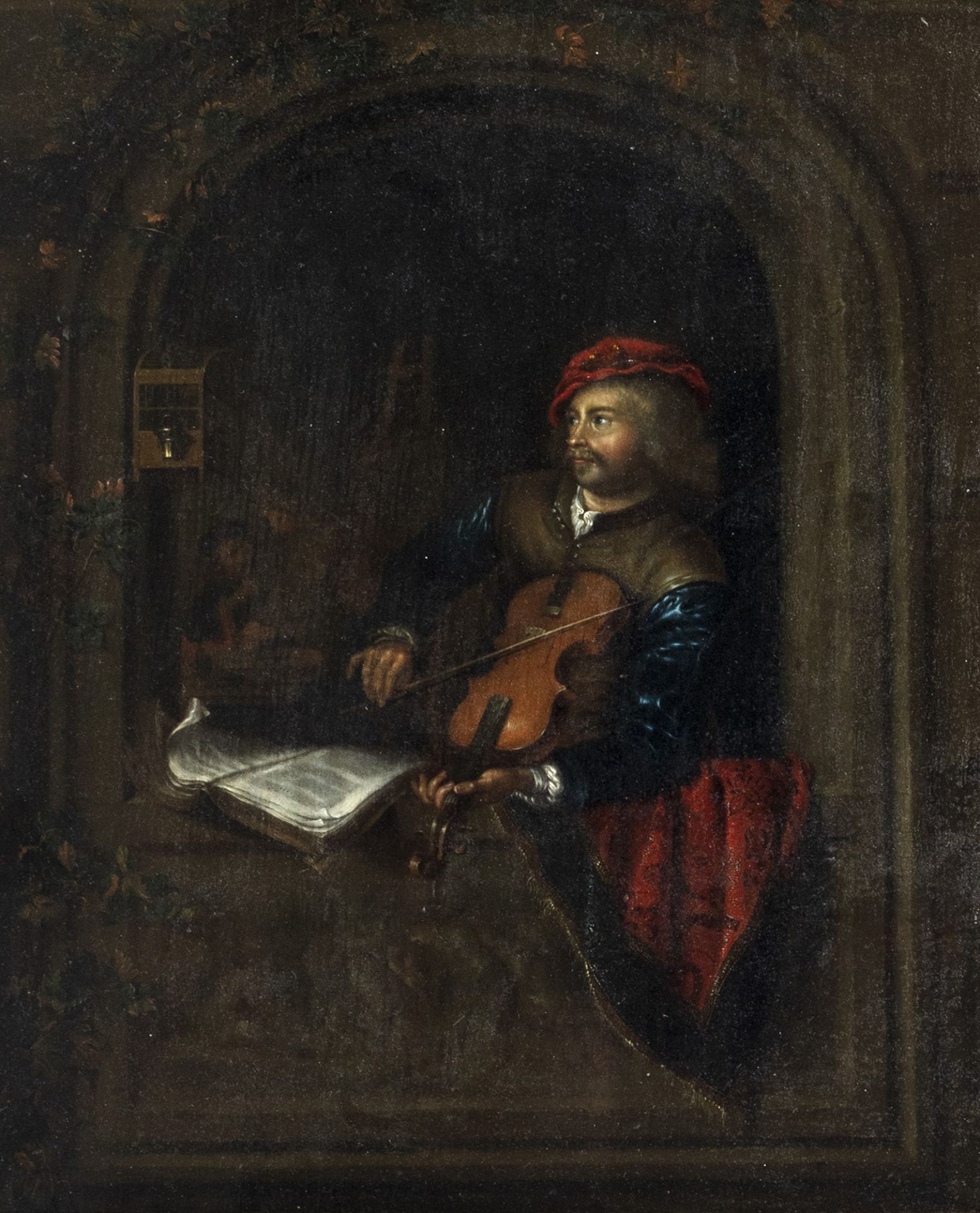 Maniera di Gerrit Dou - Violin player in an interior