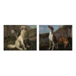 Scuola Napoletana, inizi del XIX - Due paesaggi con cani a riposo