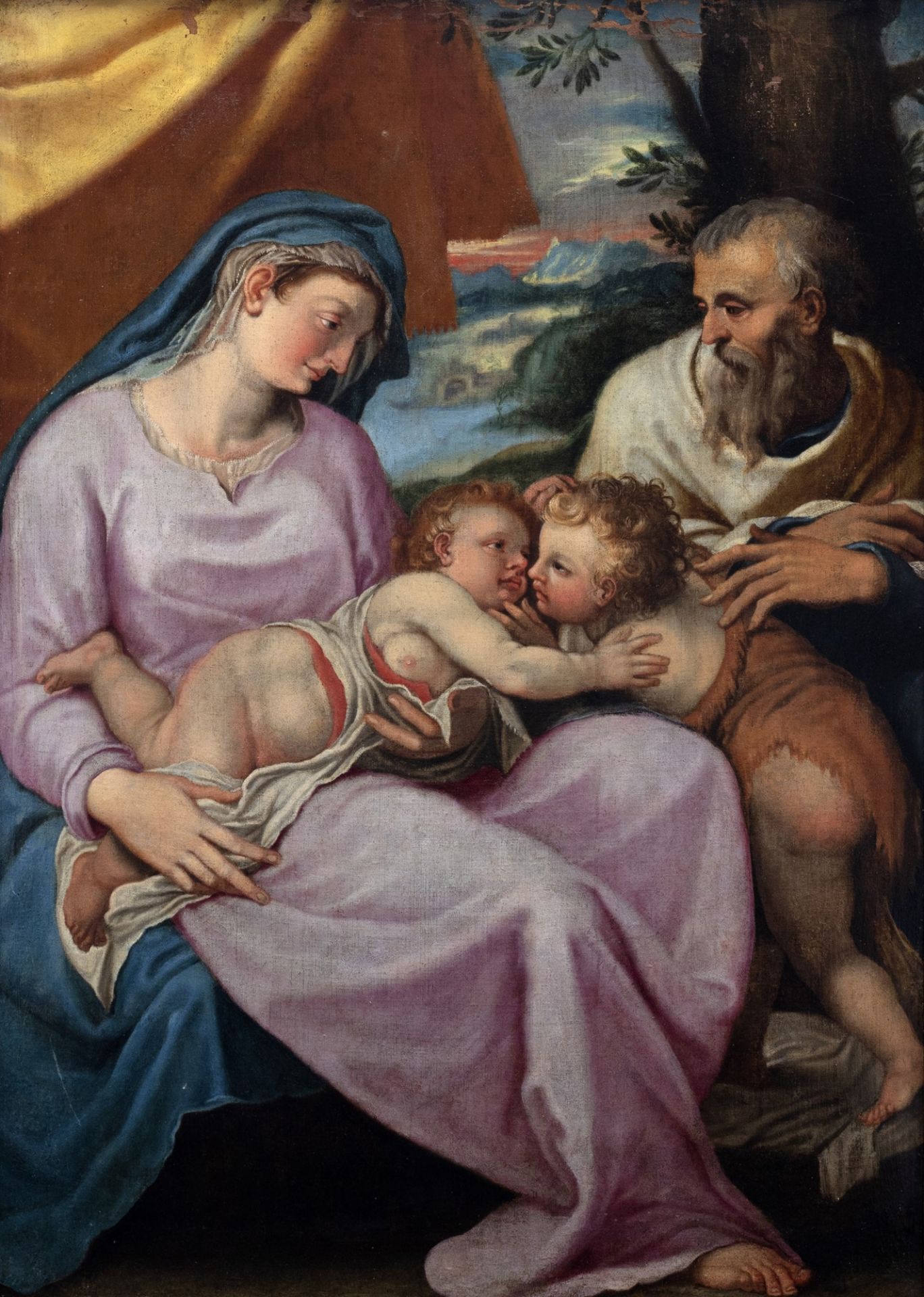 Scuola toscana, secolo XVI - Holy Family with San Giovannino