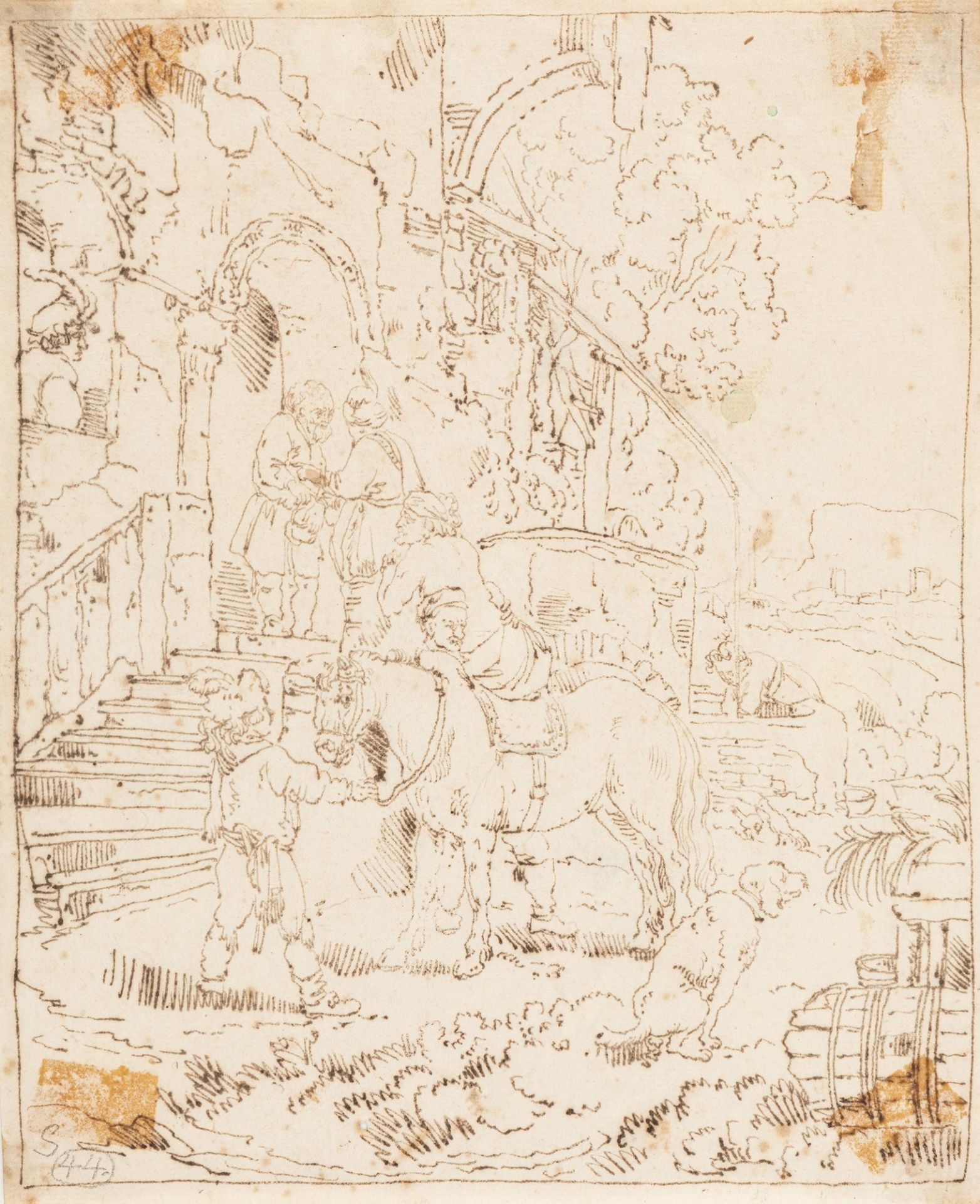 Lot consisting of seven drawings, 17th - 18th centuries - Image 8 of 8