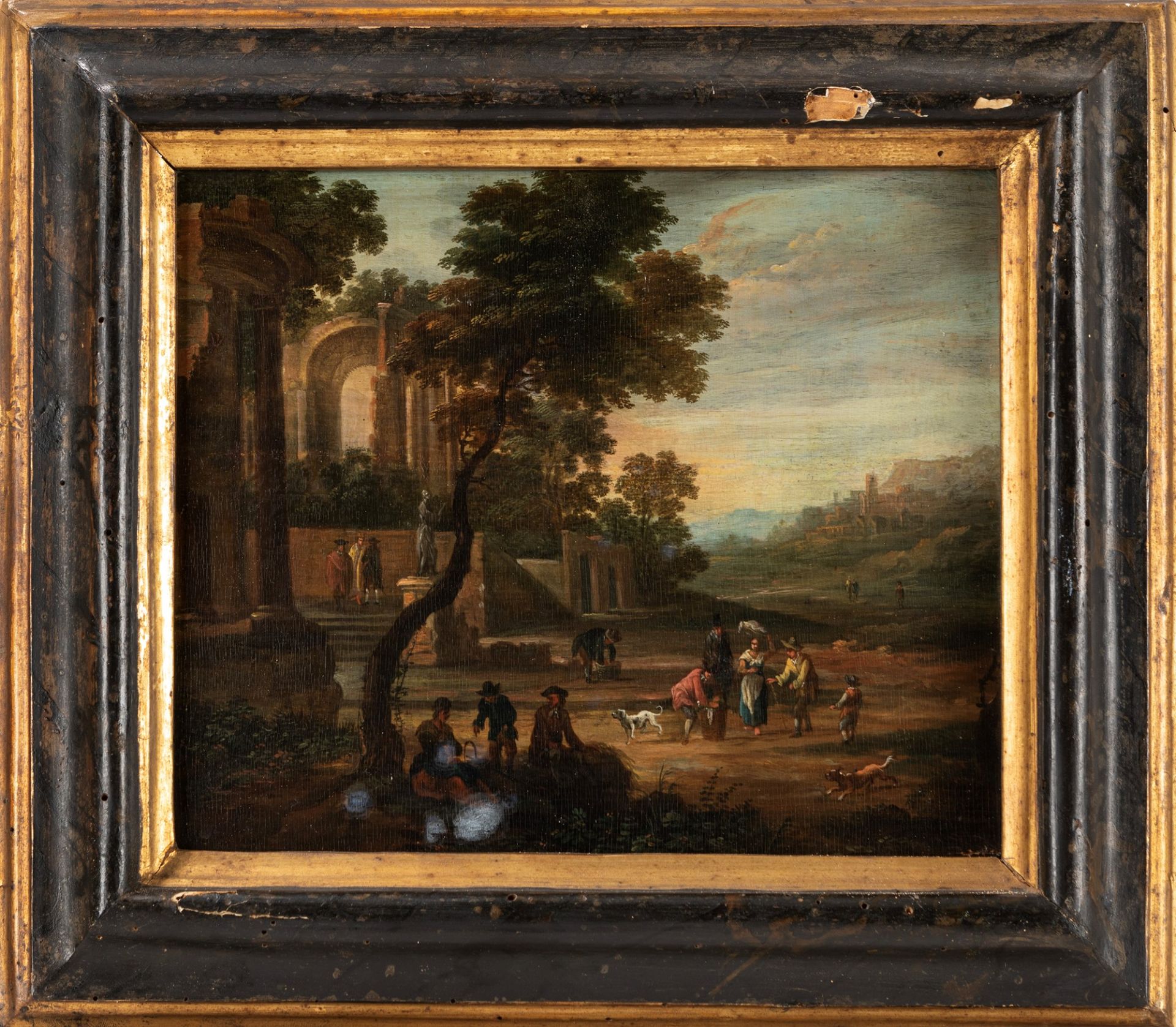 Pittore fiammingo attivo in Italia, fine secolo XVII - inizi secolo XVIII - Landscape with figures a
