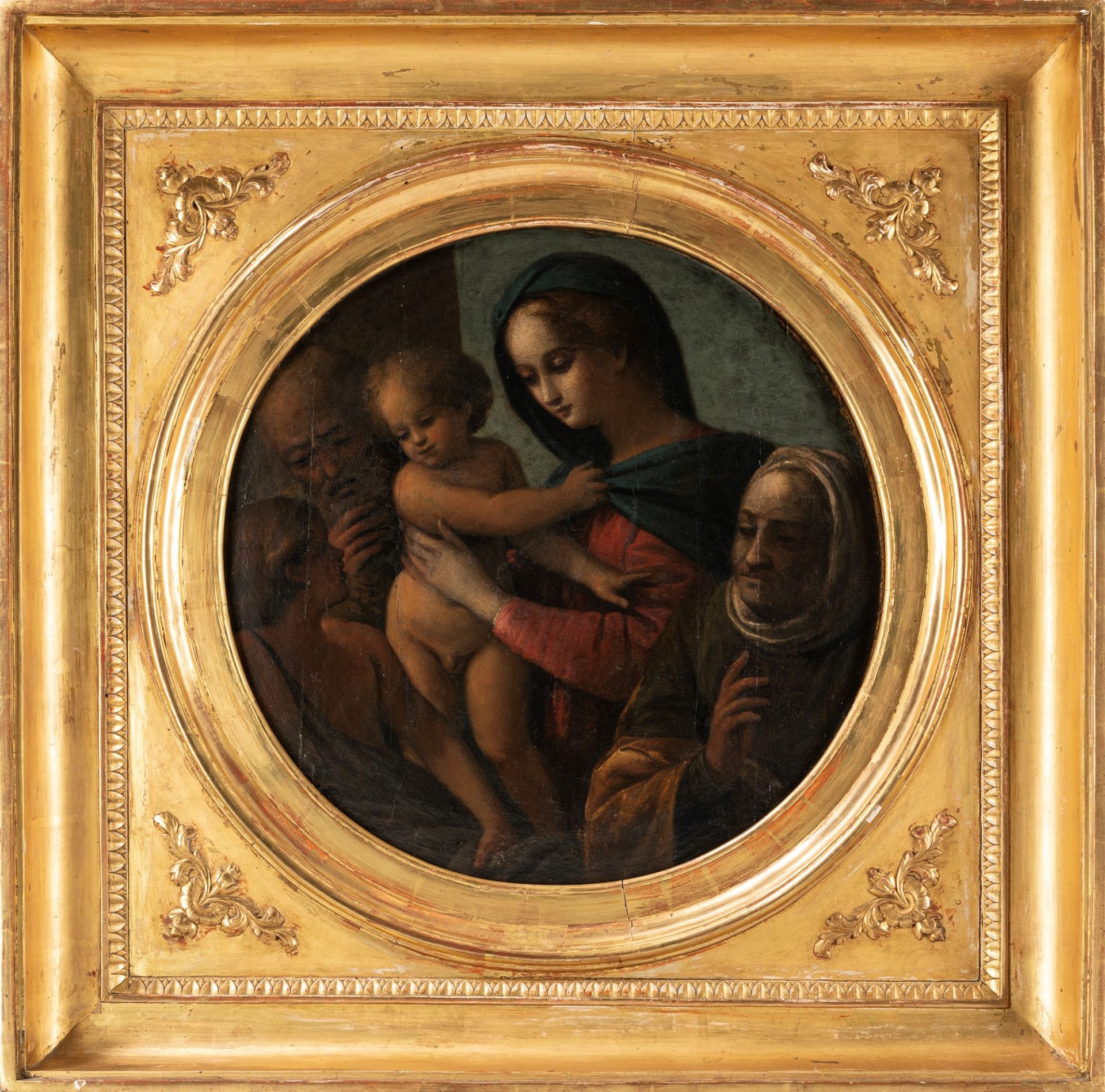 Scuola italiana, secolo XVII - Holy Family with San Giovannino and Sant'Anna