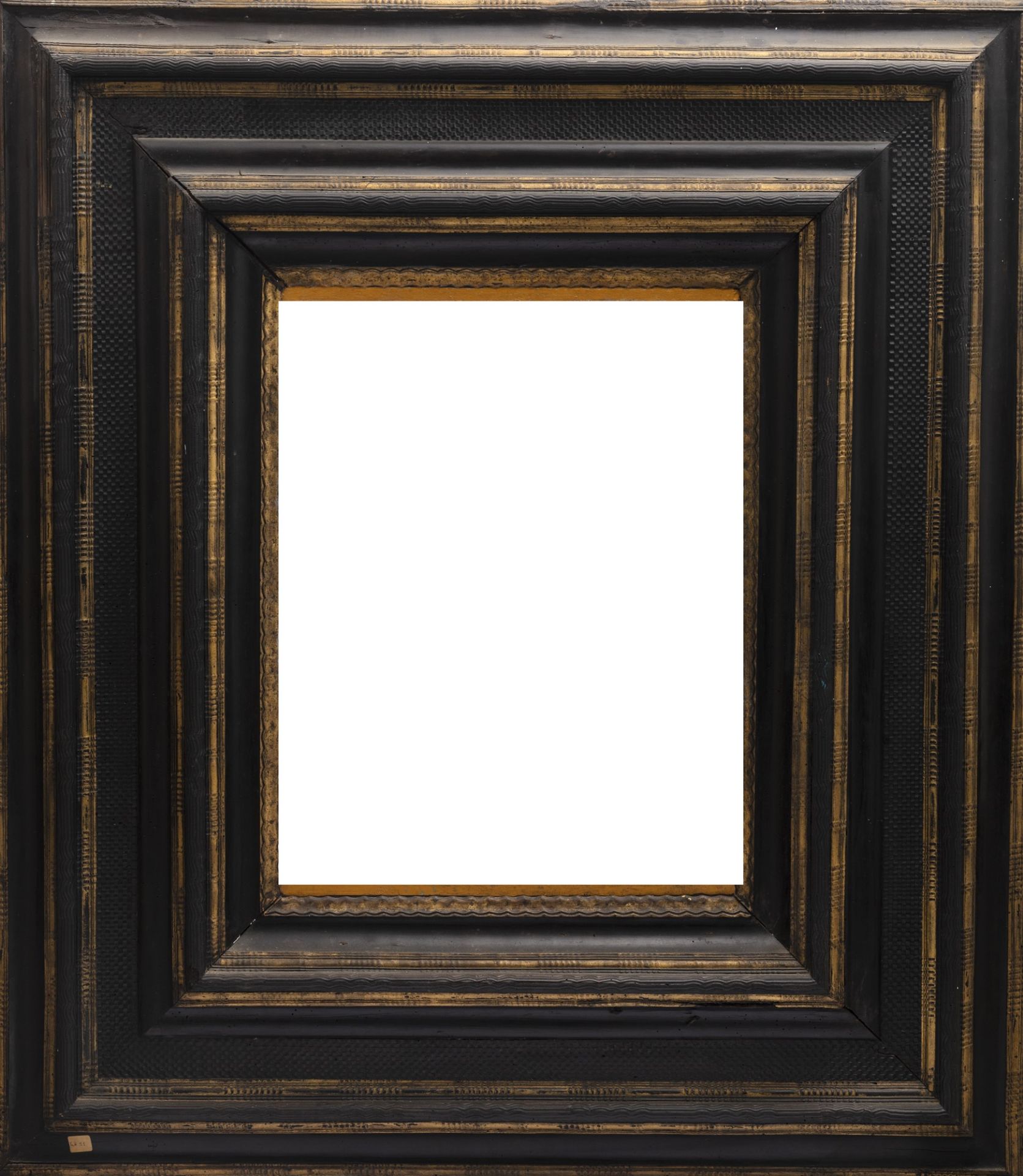 Frame with several orders of carving in ebonized and partially gilded wood, 17th century
