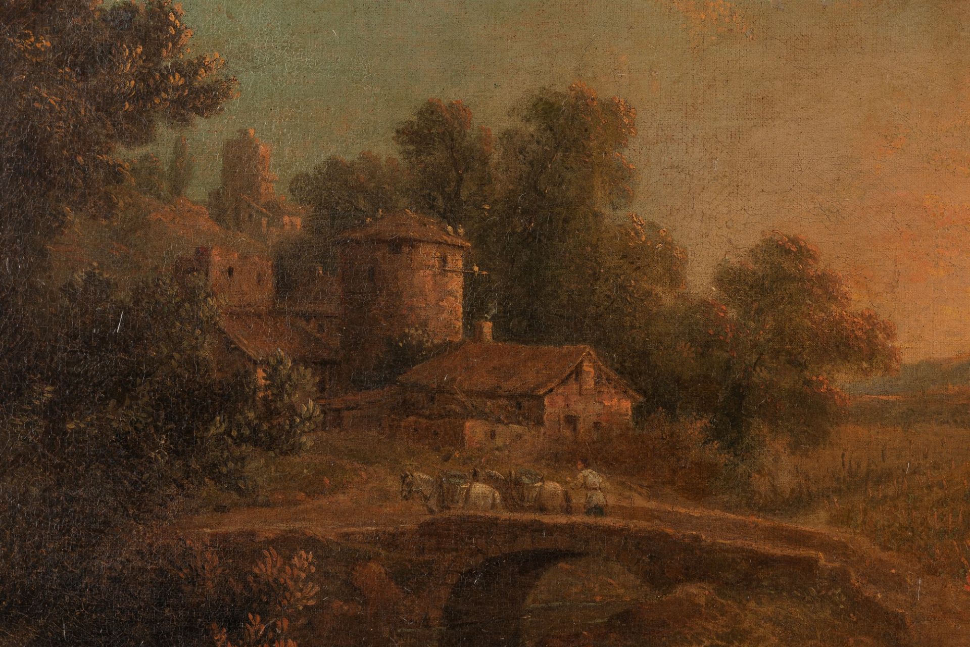 Scuola veneta, secolo XVIII - Landscape with peasants nera a river - Image 3 of 4