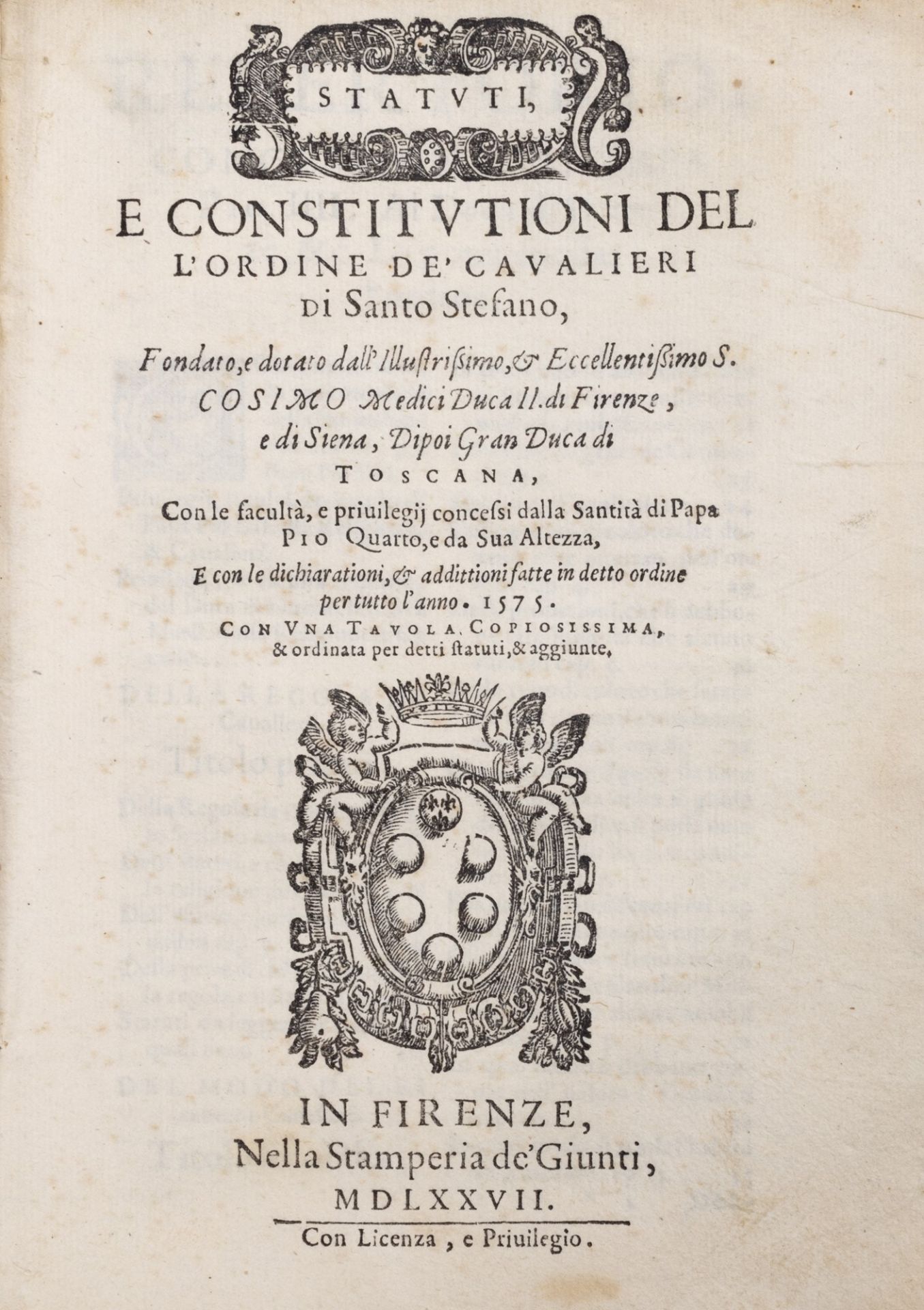 Cavalieri di Santo Stefano - Statutes, and constitutions of the Order of the Knights of Santo Stefan