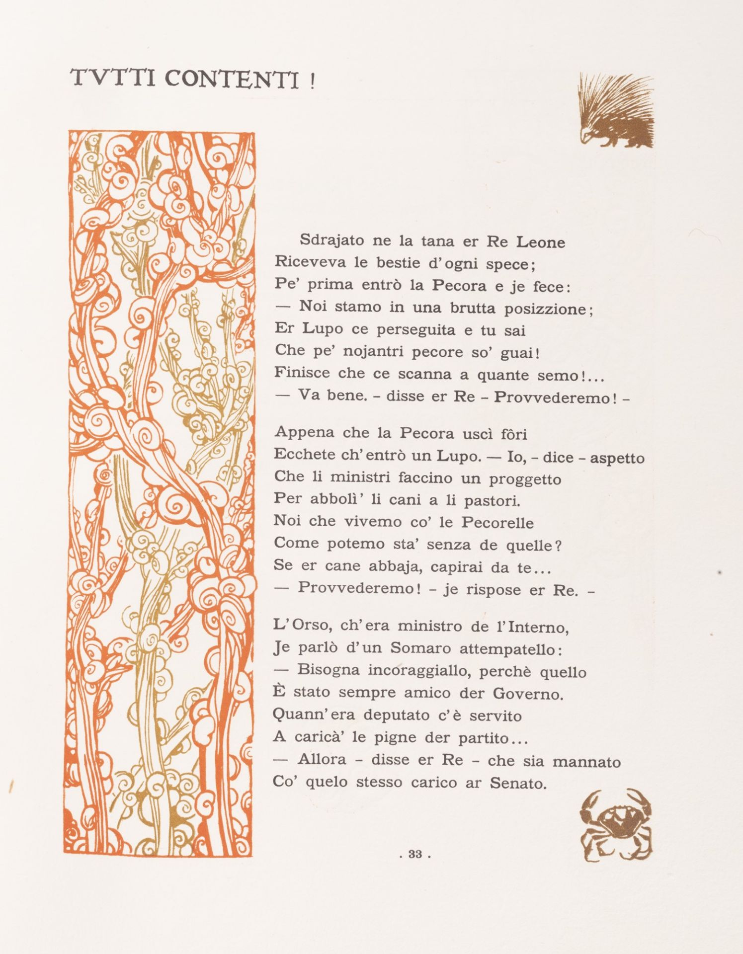 Libro d'artista - Trilussa [Carlo Alberto Salustri] - Fables of Trilussa. Drawings and friezes by Du