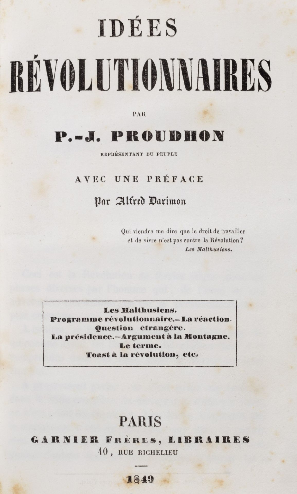 Anarchismo - Proudhon, Pierre-Joseph - Idées révolutionnaires