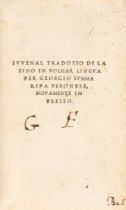 Giovenale, Decimo Giunio - Iuvenal translated from Latin into the vernacular for Georgio Summaripa V