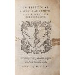 Aldina - Cicerone, Marco Tullio - In epistolas Ciceronis ad atticum Pauli Manutii commentarius.