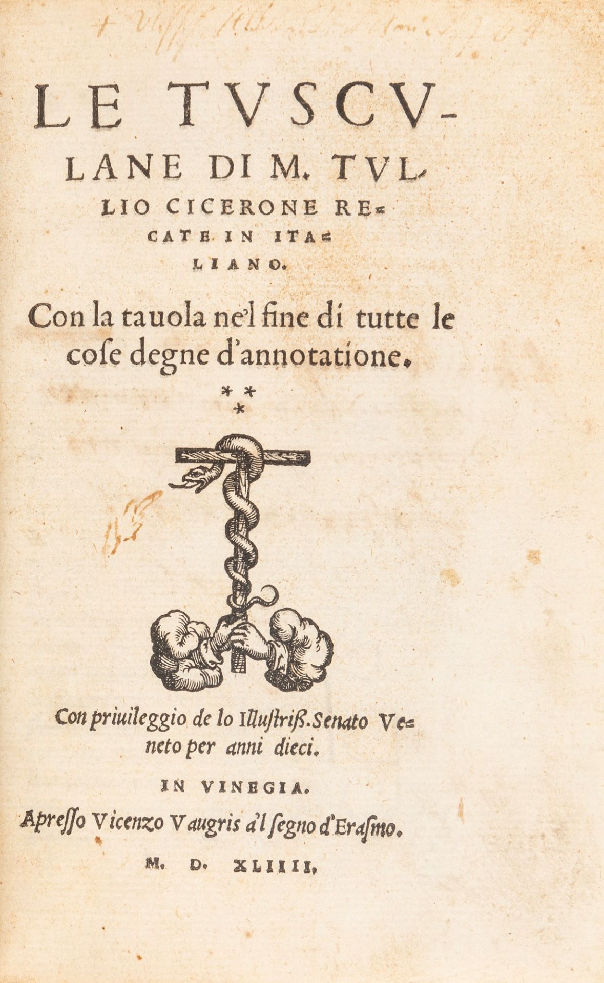 Cicerone, Marco Tullio - Le Tusculane recate in Italian