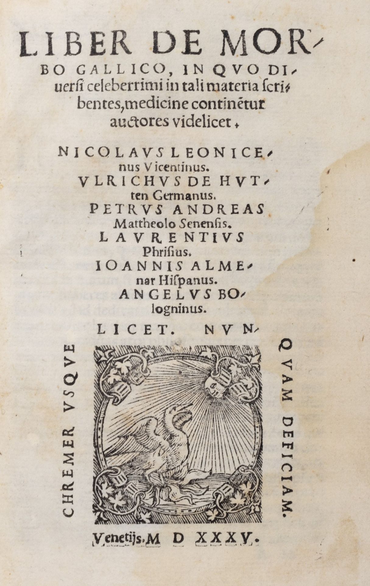 Medicina - Leoniceno Niccolò - Liber de morbo gallico in quo several famous in this matter scribente