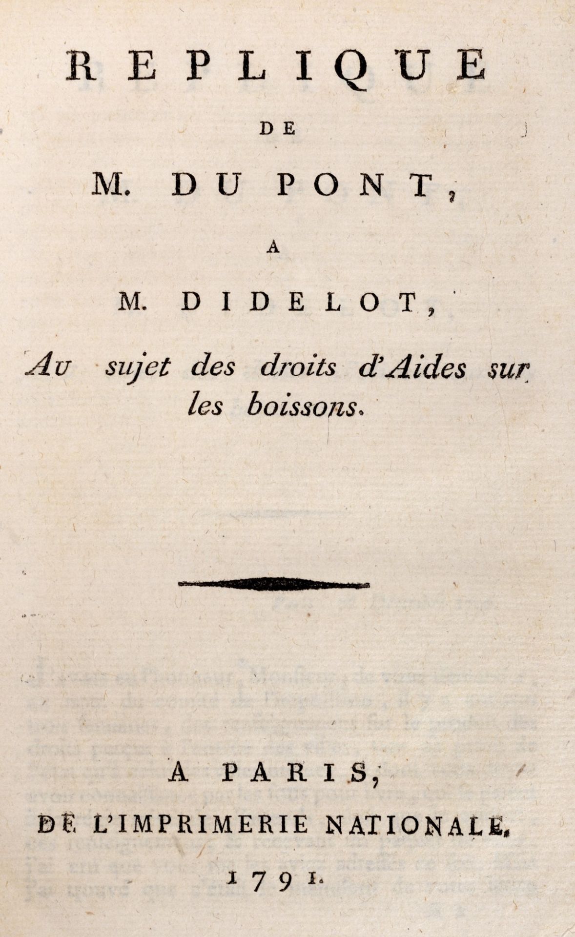 Dupont de Nemours, Pierre Samuel - Replique de M. Du Pont a M. Didelot, au sujet des droits d'Aides