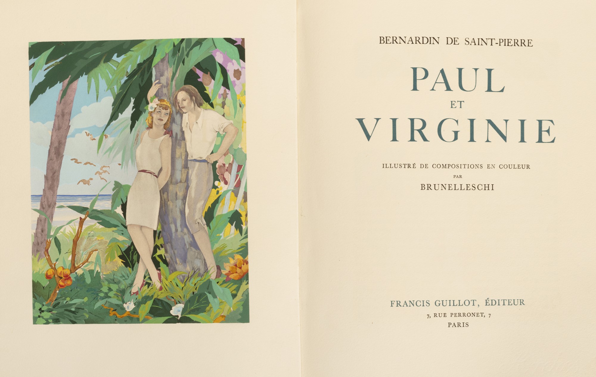 Bernardin De Saint Pierre, Jacques-Henri - Paul and Virginie. Illustré de composition en couleur par