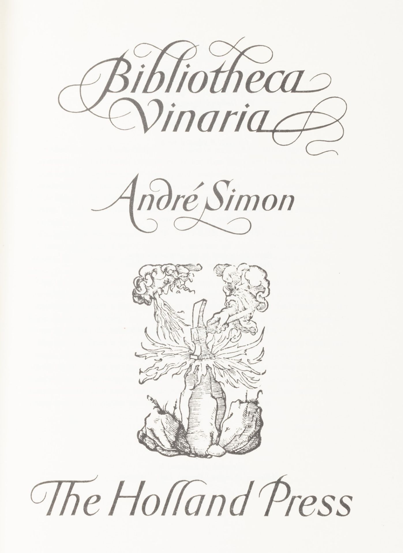 Enologia - Bibliografia - Simon, André - Bibliotheca vinaria