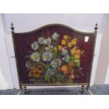 Metal and wood fire screen floral painted