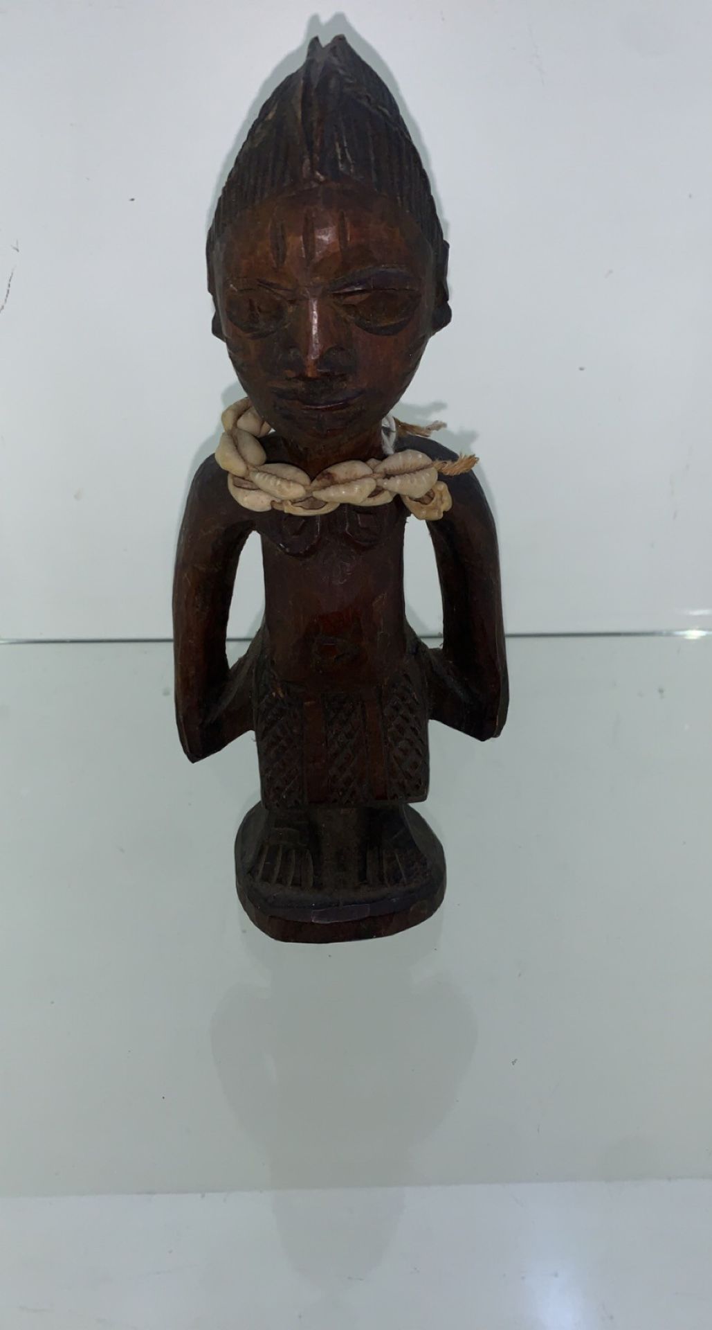 African figure 20th century carved with shell necklace - Image 3 of 4