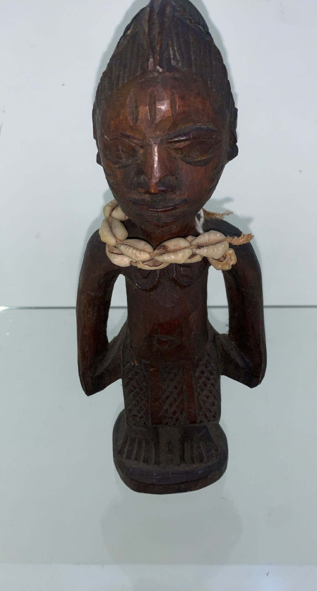 African figure 20th century carved with shell necklace - Image 2 of 4